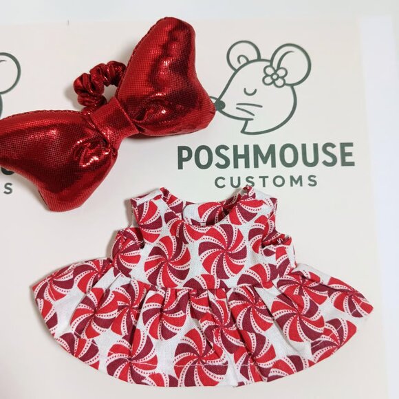 Holiday Christmas Candy Custom Dress And Bow For Labubu - Picture 4 of 5